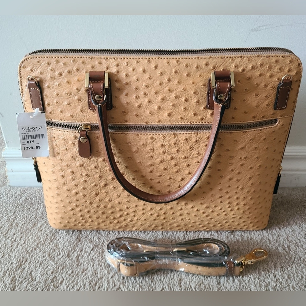BNWT - The Trend - Women's Real leather Camel Briefcase Handbag